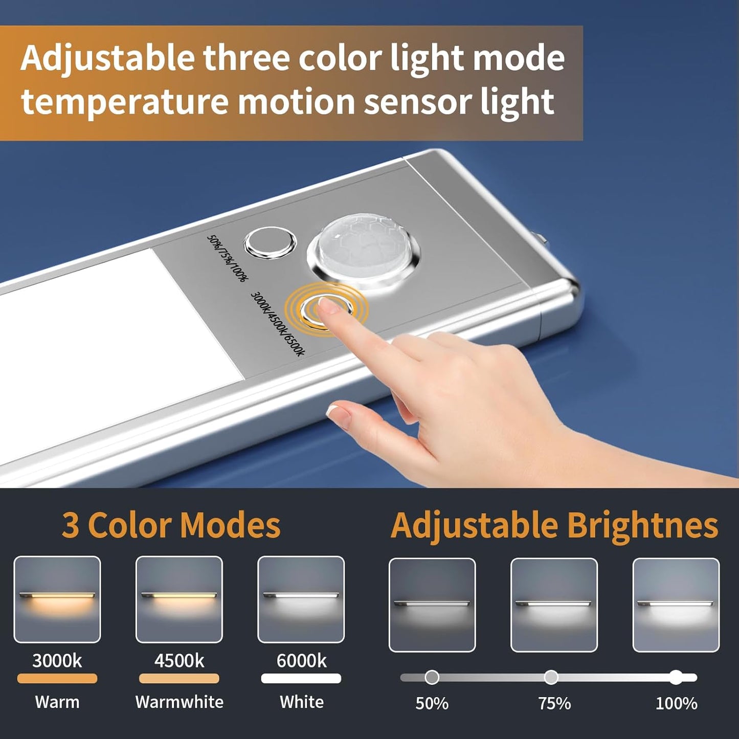 KAWELL Under Cabinet Light – 76 LED Motion Sensor, USB Rechargeable, Magnetic Dimmable (9.5" & 12")