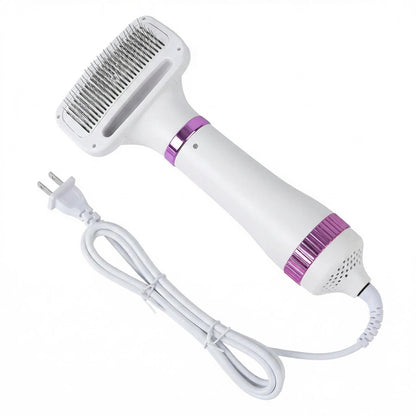 2-in-1 Pet Hair Dryer and Grooming Brush - Professional Dog & Cat Blow Dryer with Detangling Comb for Home Pet Grooming