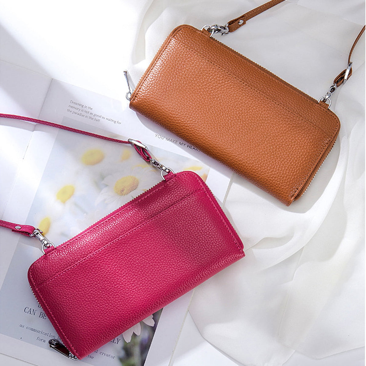 KAWELL Crossbody Cell Phone Purse for Women Genuine Leather Shoulder Handbag with Adjustable Strap