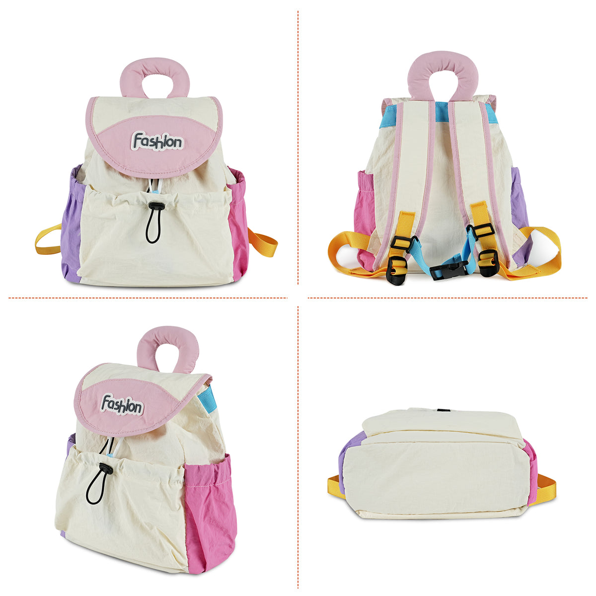 URSOFINE Lightweight Drawstring Backpack Cute Small Color Block Backpack Casual Daypack