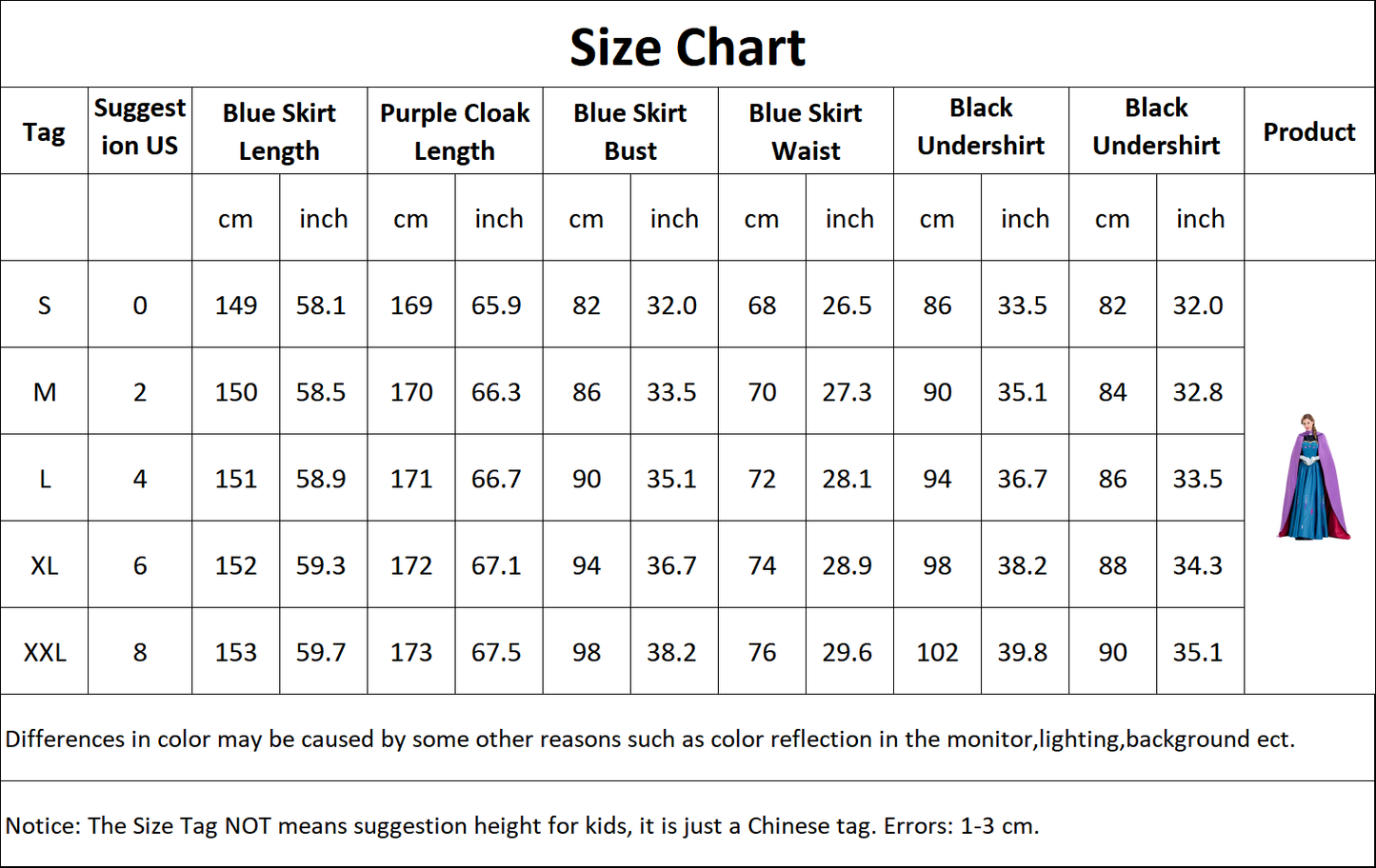 KAWELL Women’s Fairytale Princess Cosplay Costume, Long Teal Dress with Purple Cloak, Halloween Party Outfit S‑XXL