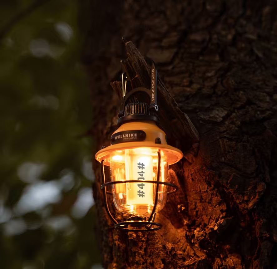 Retro Camping Lantern Rechargeable – 260LM Dimmable LED Camp Light, 4 Modes, USB-C, 1/4" Tripod Mount & Carabiner Hook