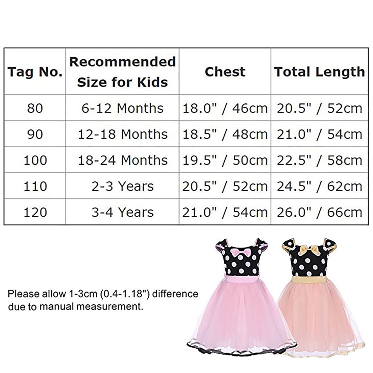 KAWELL Polka Dots Princess Pageant Girl's Fancy-Dress Costume,Child 6-12 Month