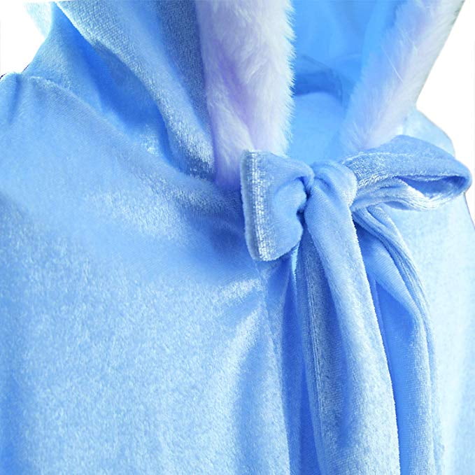 KAWELL Princess Full Length Girls Cloaks Blue Halloween Costume Capes for Child 3-12 Years