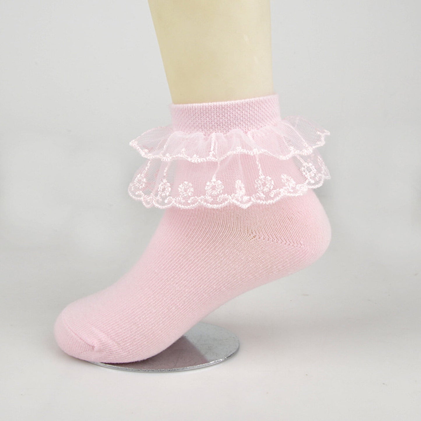 KAWELL 5 Pairs Toddler Baby Girls Ruffle Lace Socks Cotton Frilly Ankle Soft Dress children Princess Socks 2-15T