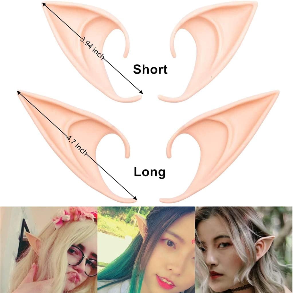 2 Pairs of Big and Small Role Playing Fairy Ears, Halloween Anime Party Dress Up Vampire Dress Up Latex Elf Ears Party Supplies