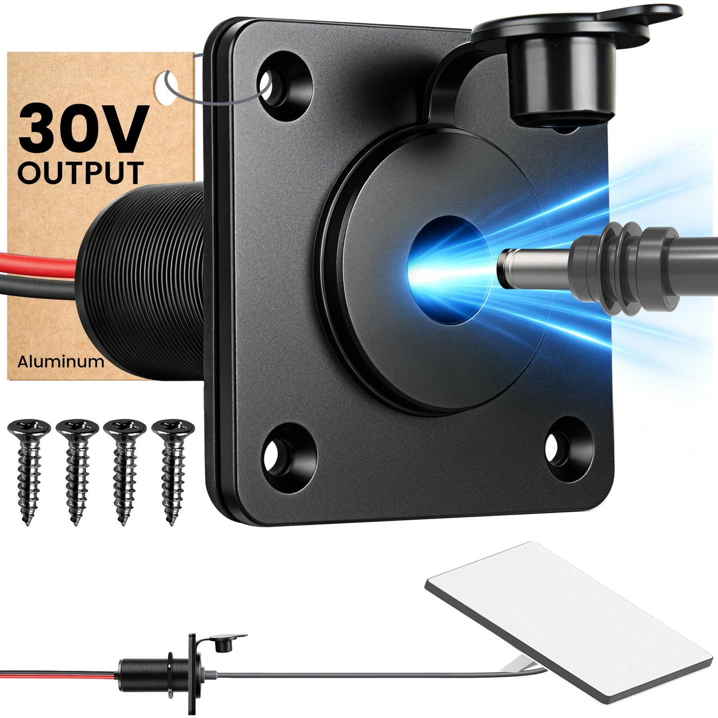 Starlink Mini Wall Pass Through Socket, Bulit in Power Booster | IP67 Waterproof, All Aluminum, Stable 30V Output, 12V Adapter with DC 12V to 30V Step-Up Converter, RV Camper Van Boat Use