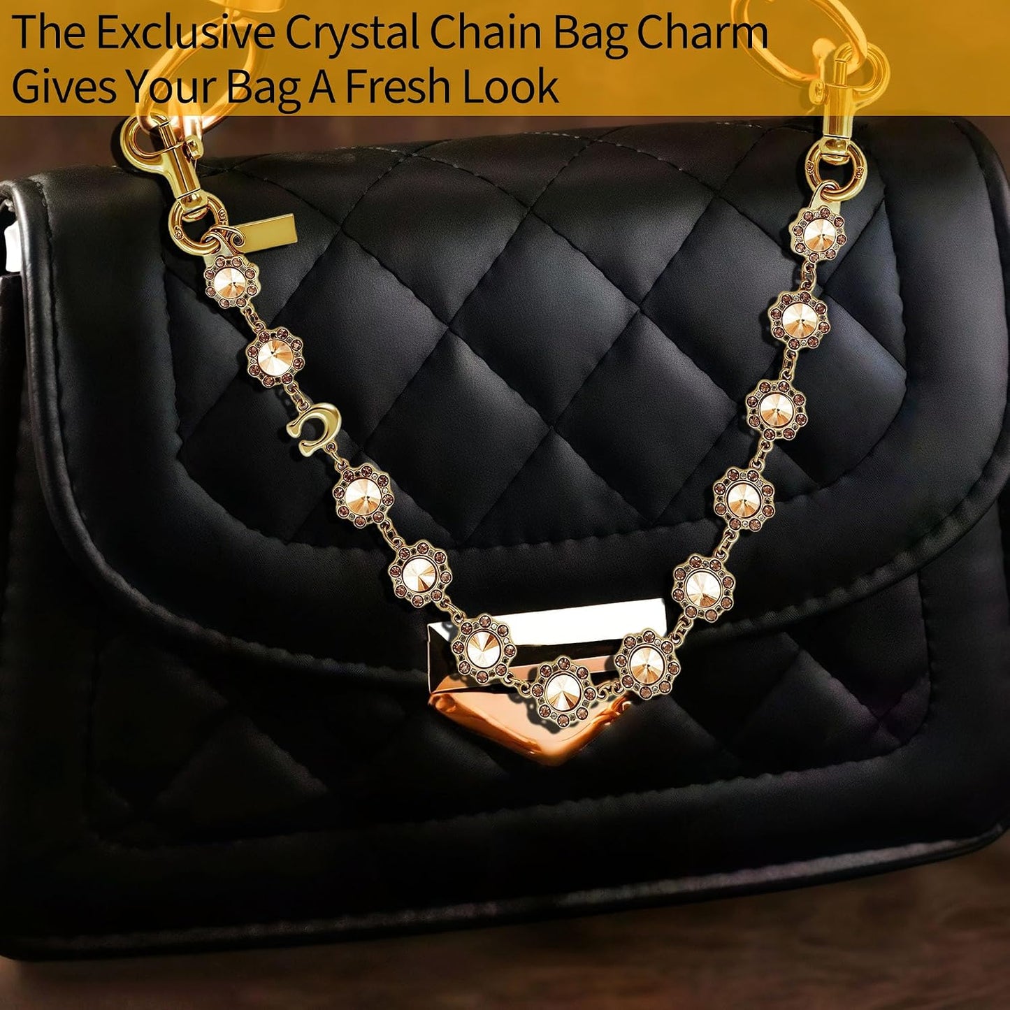 Bag Chain Charm for Handbag, Rhinestone Motif Chains Bag Charm, Purse Charms Totes Charm Chain Extender