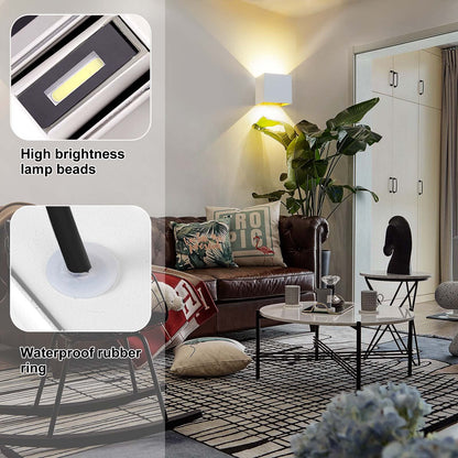 Kawell 24W Modern Wall Sconce Light LED Wall Lamp Waterproof IP65 Aluminum LED Wall Light Adjustable Beam Angle Indoor Outdoor for Bathroom Living Room Bedroom Hallway Corridor Stairs, White 3000K