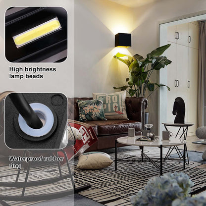 Kawell 12W Modern Wall Sconce Light LED Wall Lamp Waterproof IP65 Aluminum LED Wall Light Adjustable Beam Angle Indoor Outdoor for Bathroom Living Room Bedroom Hallway Corridor Stairs, Black 3000K