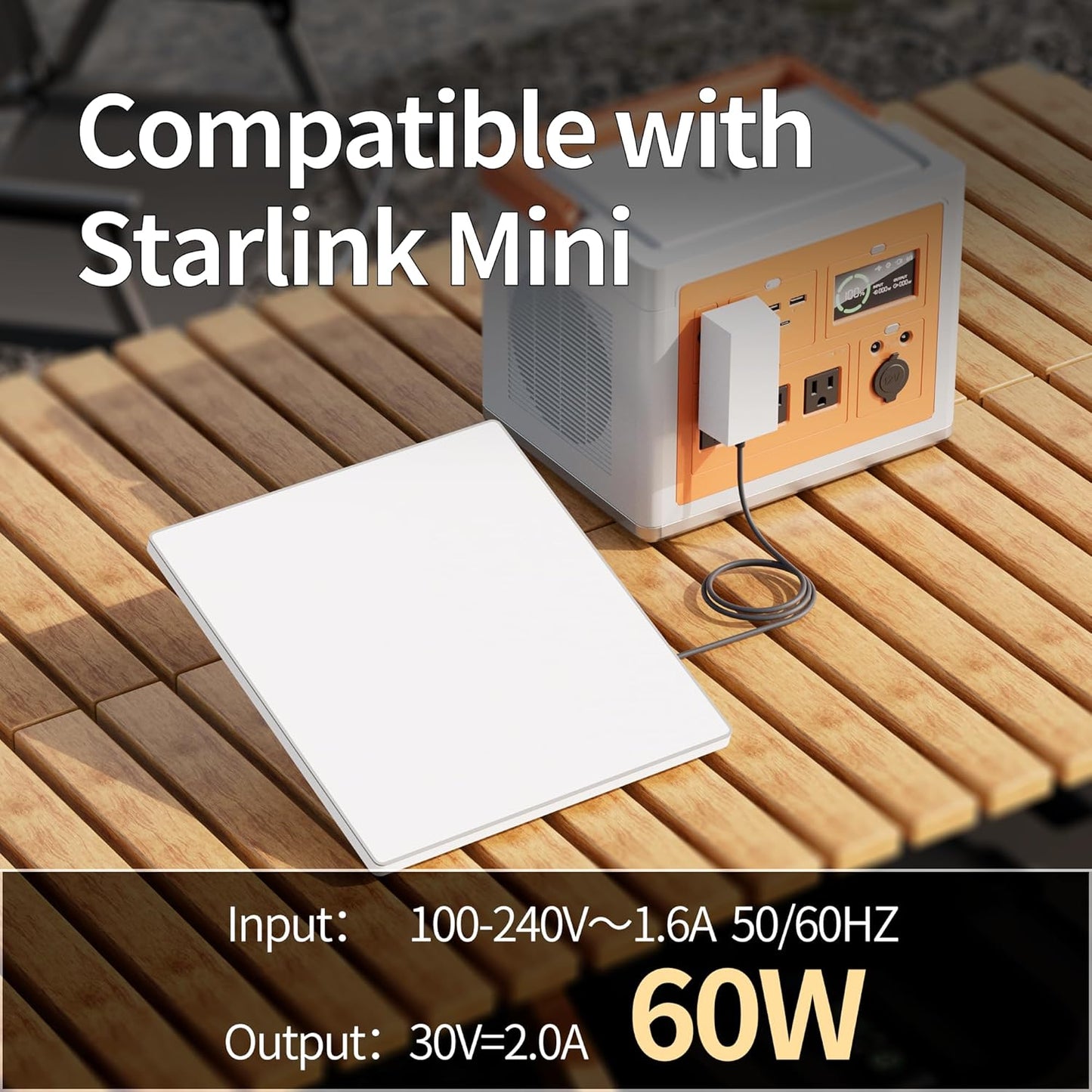Starlink Mini Charger 60W Replacement Power Supply AC Adapter | 30V 2A Output, Wall Charger Plug, For Starlink Mini Dish