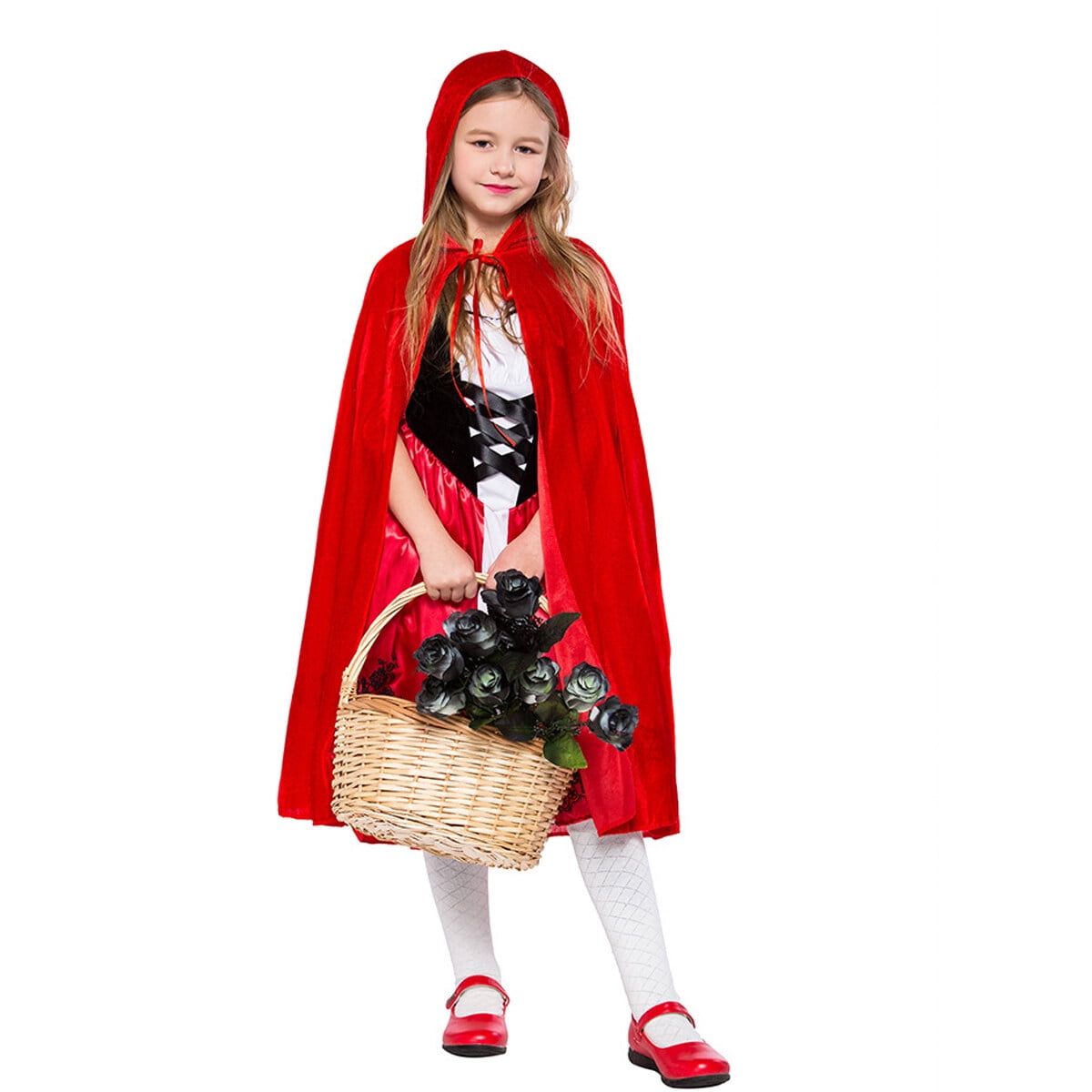 KAWELL Red Fancy Dress Costume Halloween with Hooded Cape