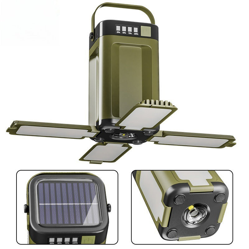 LY24 Solar Camping Light – 4-Leaf Folding LED Lantern with Power Bank & USB-C Charging