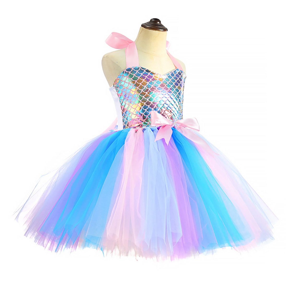 KAWELL Mermaid Tutu Dress Birthday Party Halloween Princess Costume with Headband (Purple)