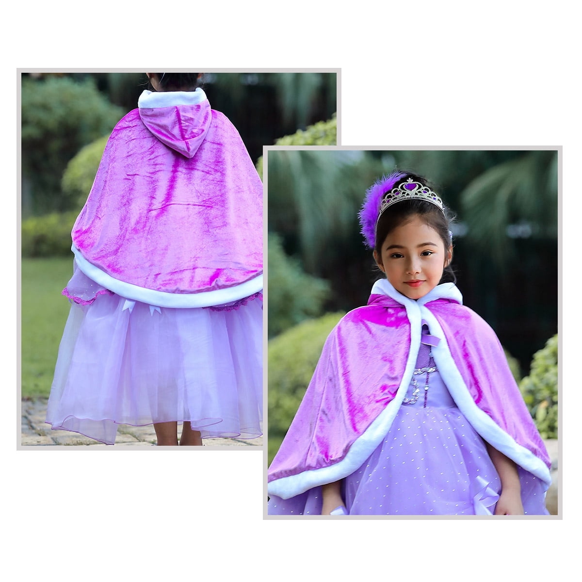 KAWELL Princess Hooded Cape Cloaks Costume for Girls Dress up, Child 3 to 12 Years