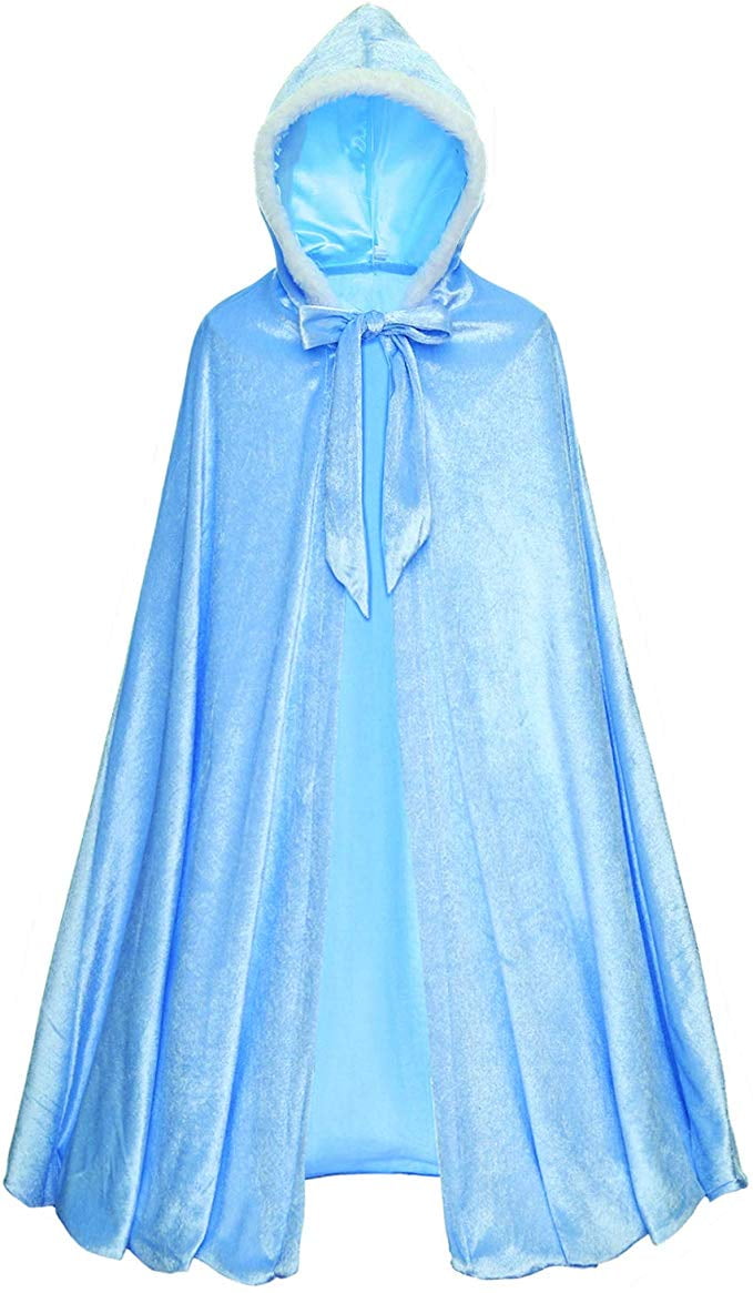 KAWELL Princess Full Length Girls Cloaks Blue Halloween Costume Capes for Child 3-12 Years