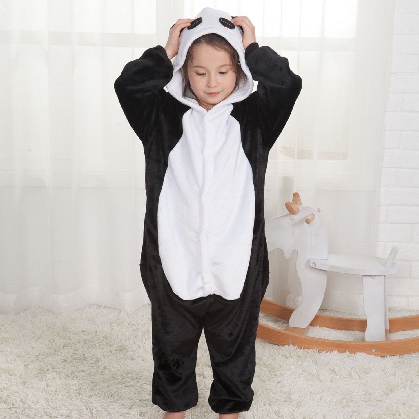 KAWELL Unisex Panda Parent One-Piece Pajamas Flannel Animal Pajamas Costume Halloween Christmas Cosplay
