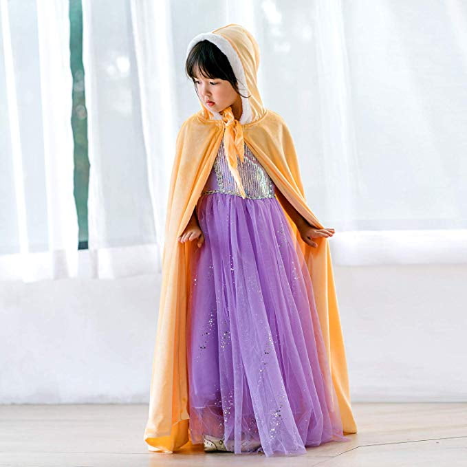 KAWELL Princess Full Length Girls Cloaks Blue Halloween Costume Capes for Child 3-12 Years