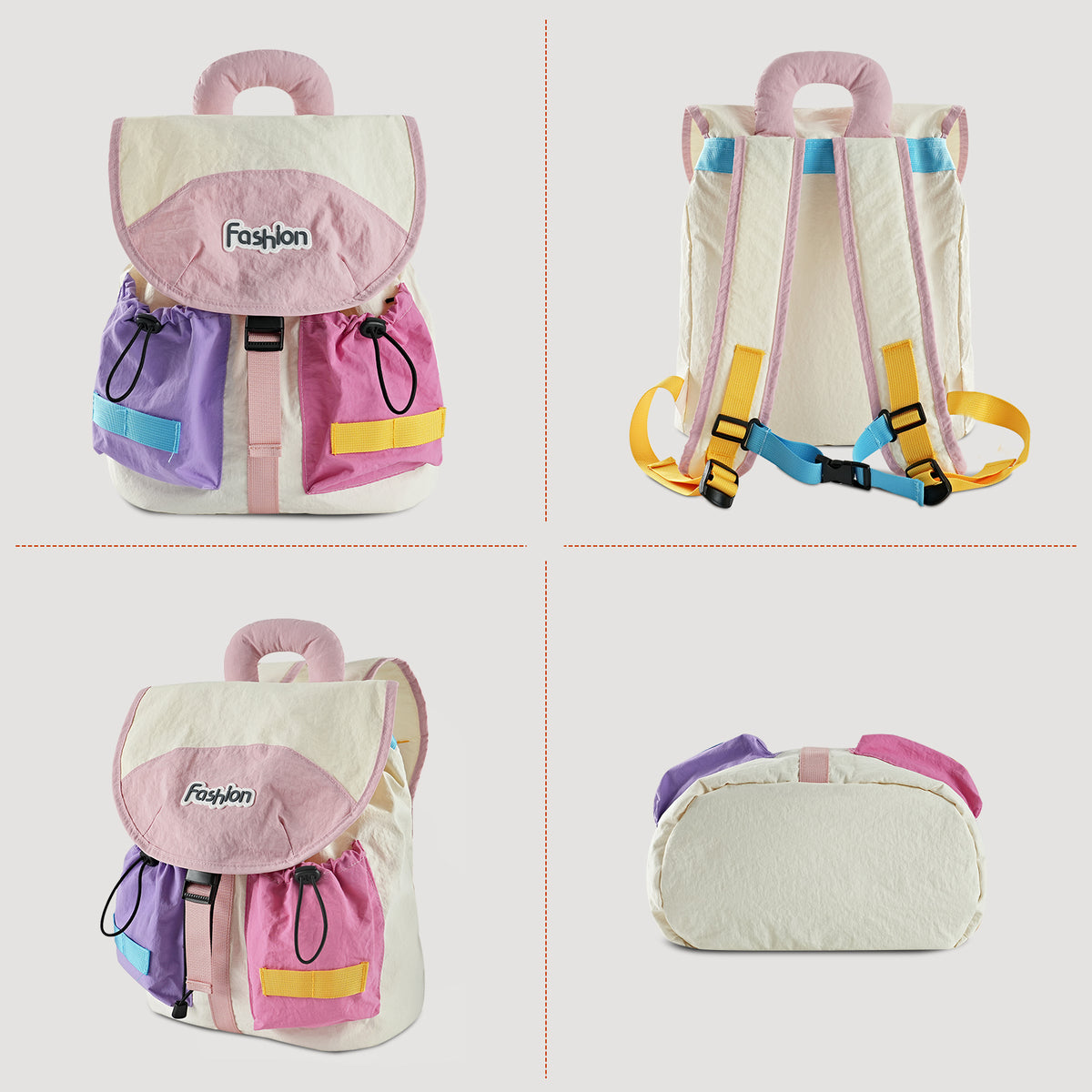 URSOFINE Color Block Drawstring Backpack Lightweight Large Capacity Casual Daypack