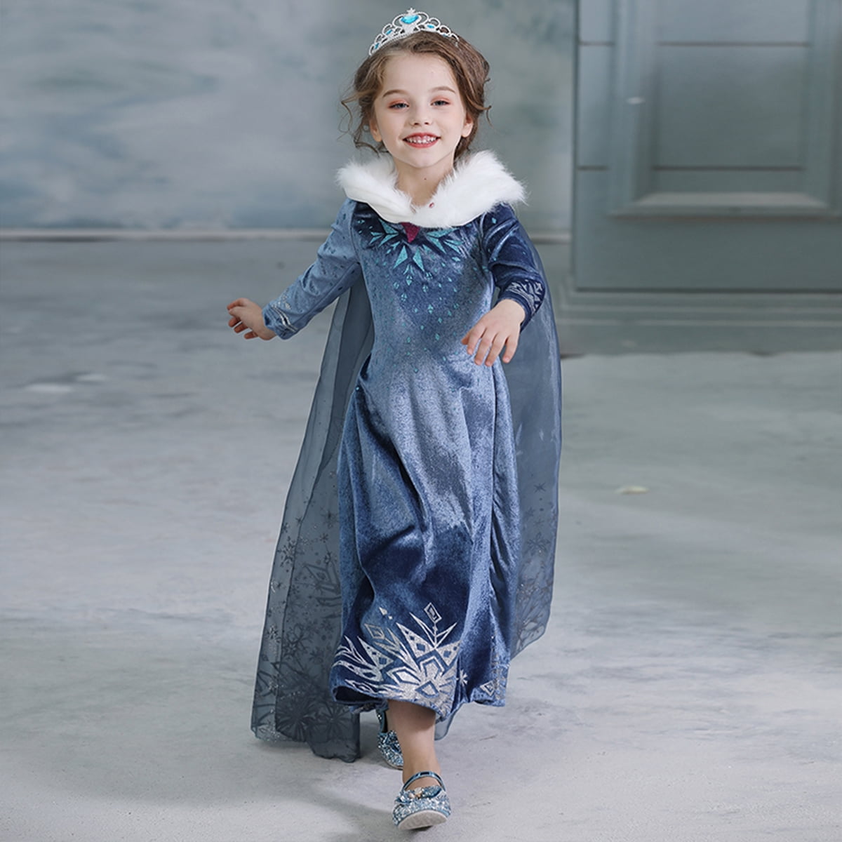 KAWELL Snow Princess Dress Girls Cosplay Party Fancy Child Costume Christmas Dress up