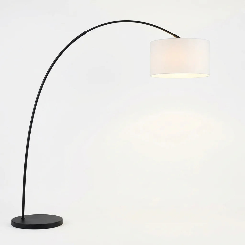 KAWELL Nordic Arc Floor Lamp - matte black on white background
