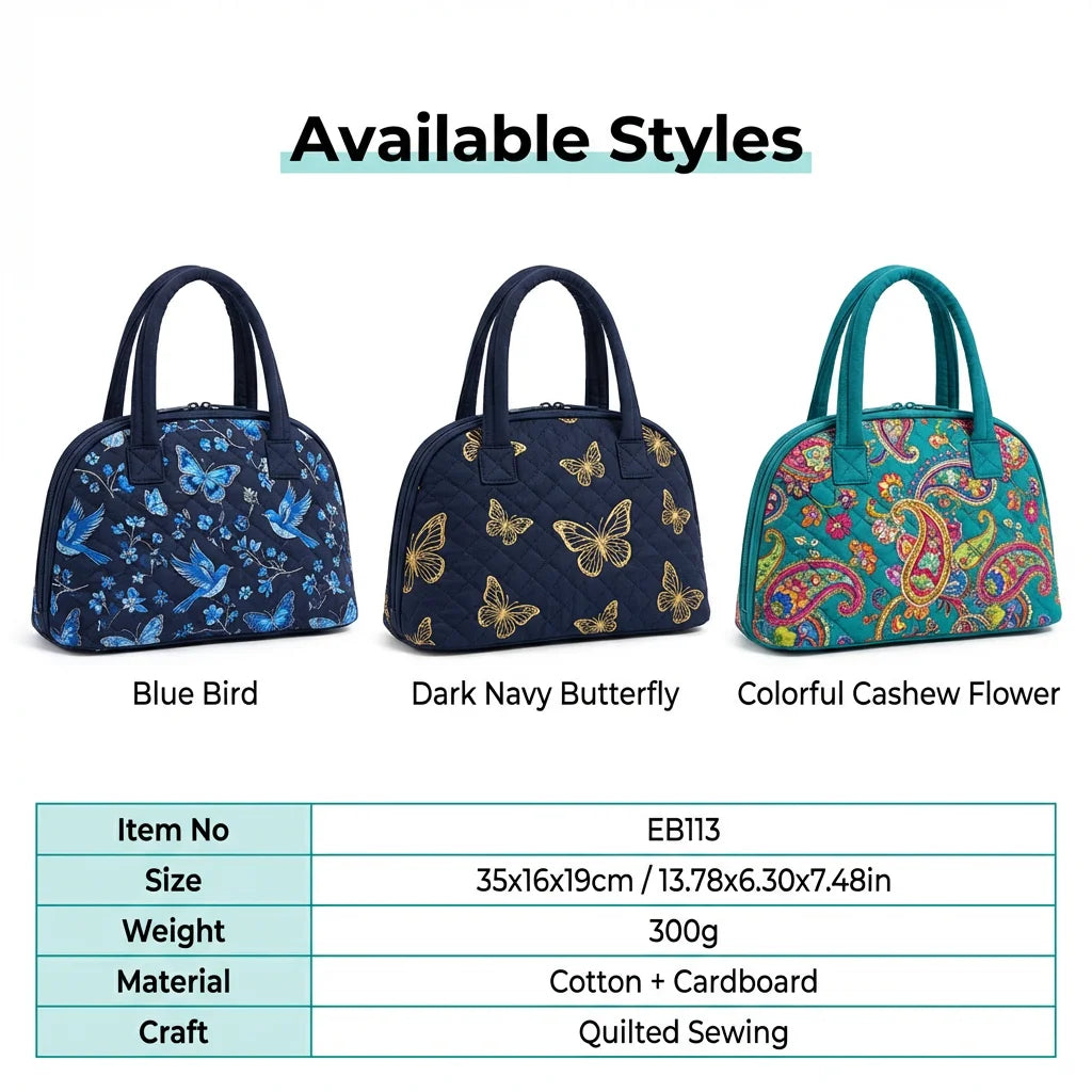 Available Styles - Blue Bird, Dark Navy Butterfly, Colorful Cashew Flower