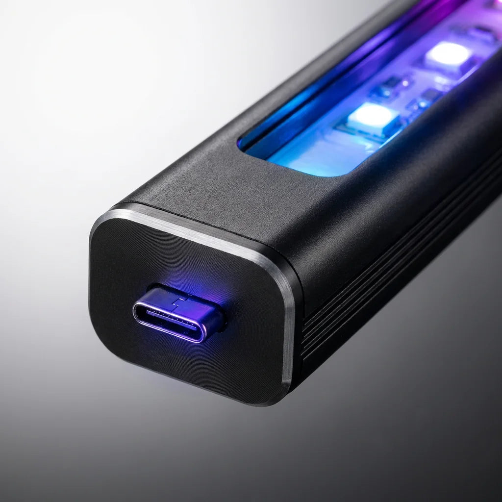 RGB Monitor Light Bar - close-up detail showing premium aluminum build and RGB LEDs