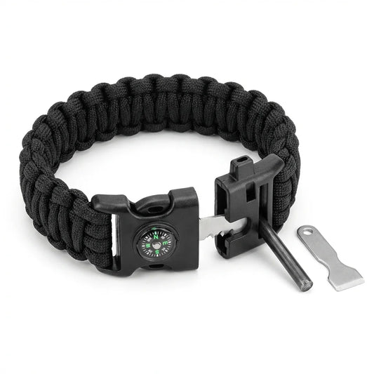 SURVCRAFT 7-in-1 Survival Paracord Bracelet – White Background Product Shot