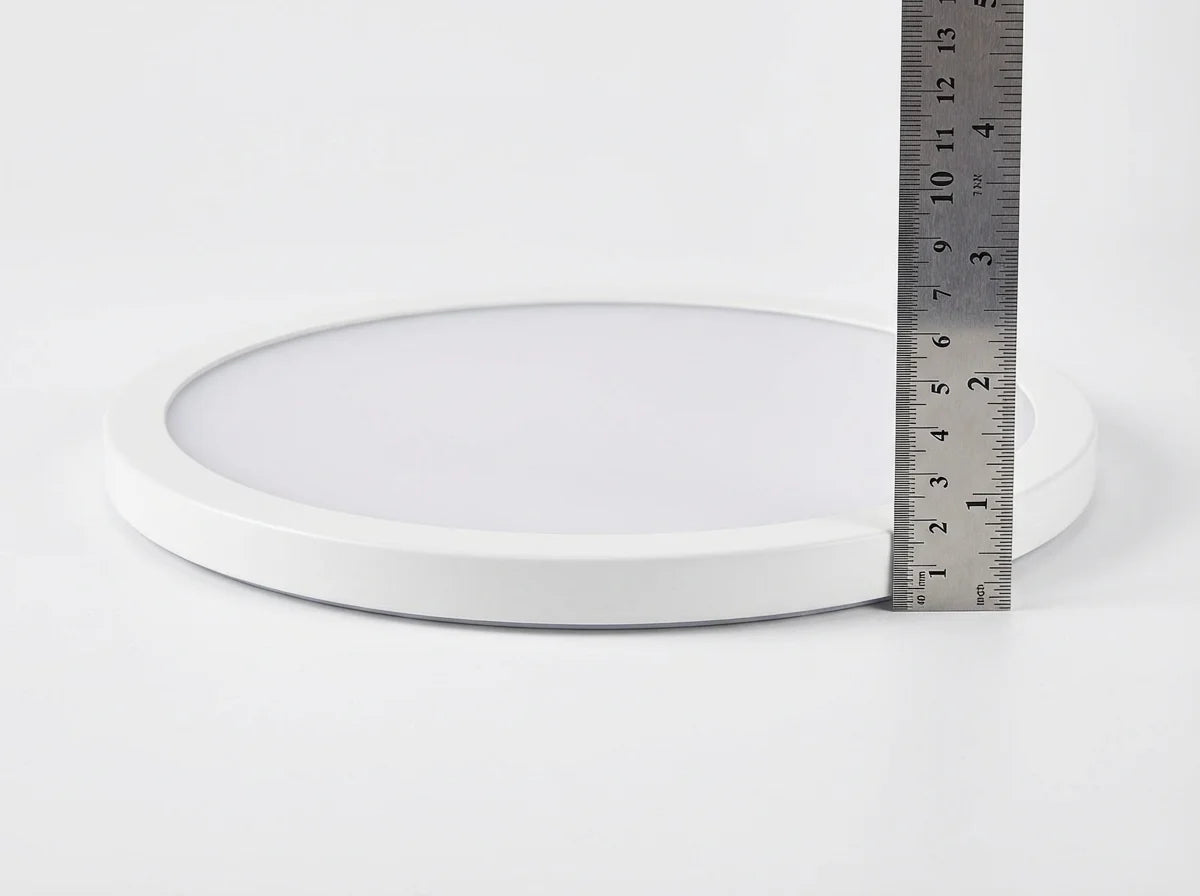 12 inch LED ceiling light side profile with ruler for size reference