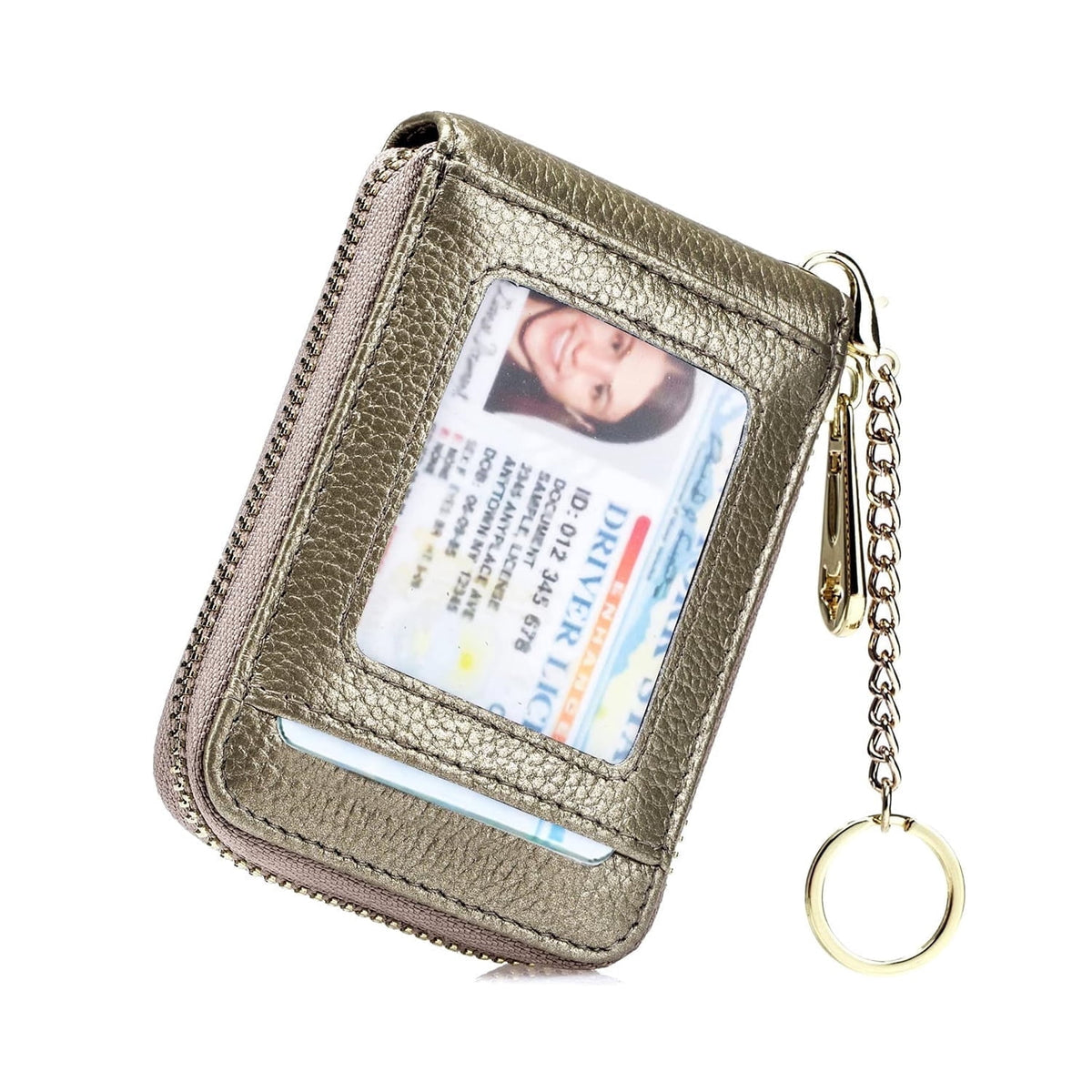 KAWELL Credit Card Holder, Small RFID Card Wallet Slim Leather Card Case with Keychain & ID Window