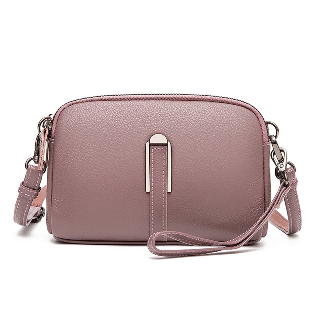 KAWELL Crossbody Bags for Women Genuine Leather Shoulder Purse Cross Body Bag with Wristlet Top Zipper