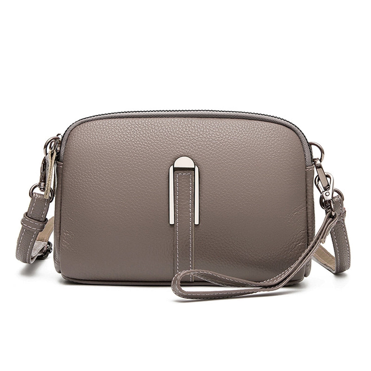 KAWELL Crossbody Bags for Women Genuine Leather Shoulder Purse Cross Body Bag with Wristlet Top Zipper