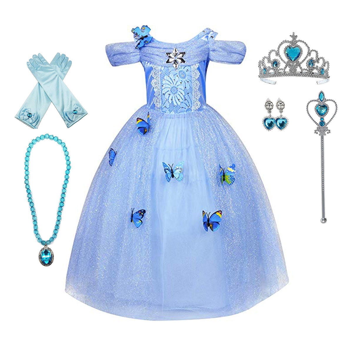 Girls Princess Dress Up Costume Halloween Fancy Dress