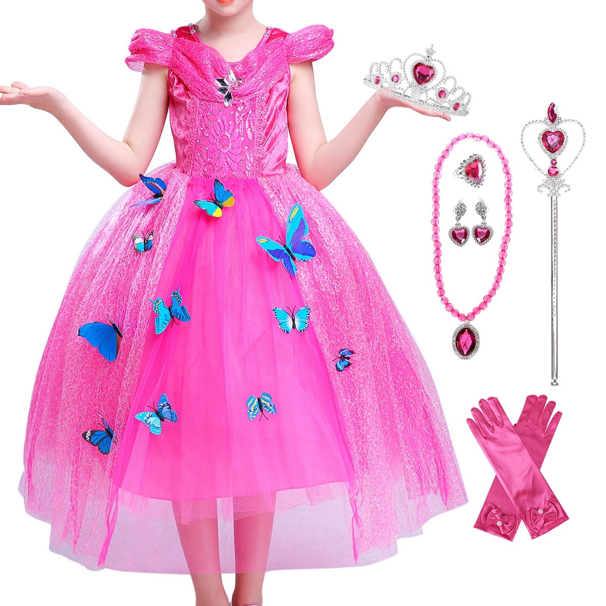 Girls Princess Dress Up Costume Halloween Fancy Dress