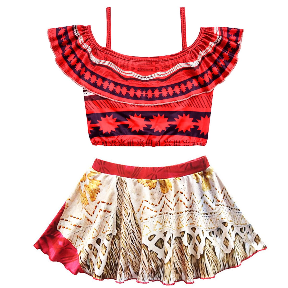 KAWELL Girls Swimsuit Ocean Princess Tankini Bathing Suit, Size 2T, Red (Girl's)