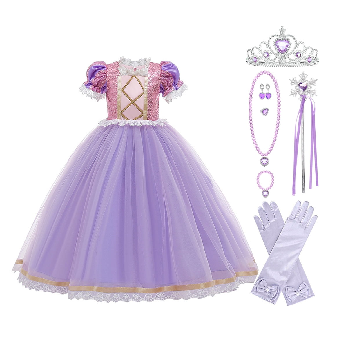 Girls Princess Costume Birthday Christmas Halloween Cosplay Carnival Fancy Dress,Child 3t