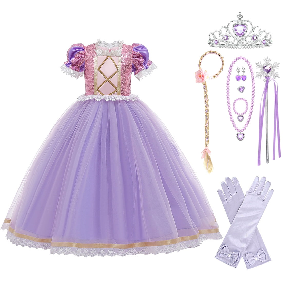 Girls Princess Costume Birthday Christmas Halloween Cosplay Carnival Fancy Dress,Child 3t
