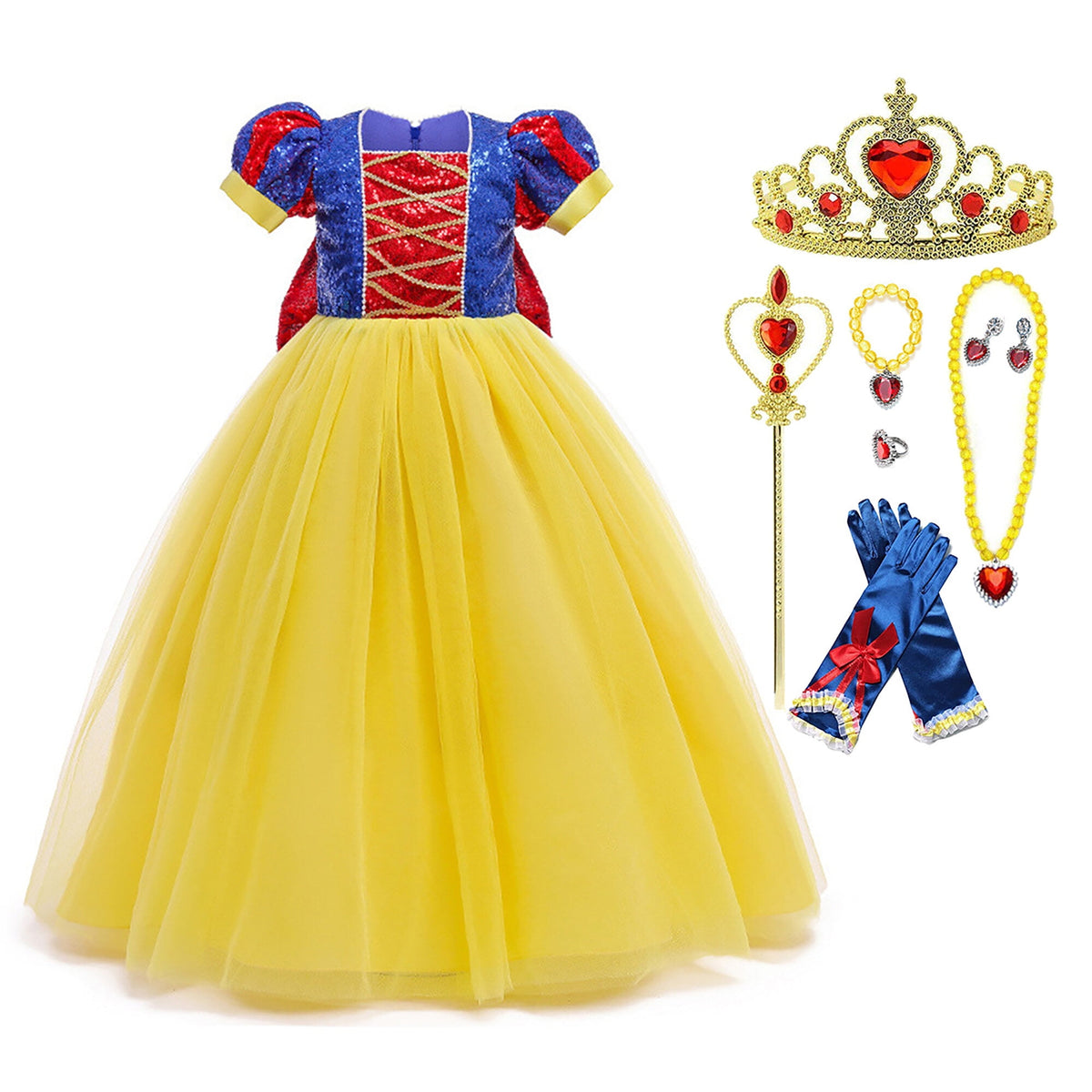 Girls' Snow Princess Dress up Fairy Tales Costume Cosplay Party with Accessories