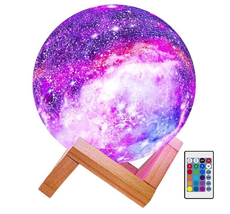 3D Moon Lamp 16 Colors LED Night Light Wooden Base