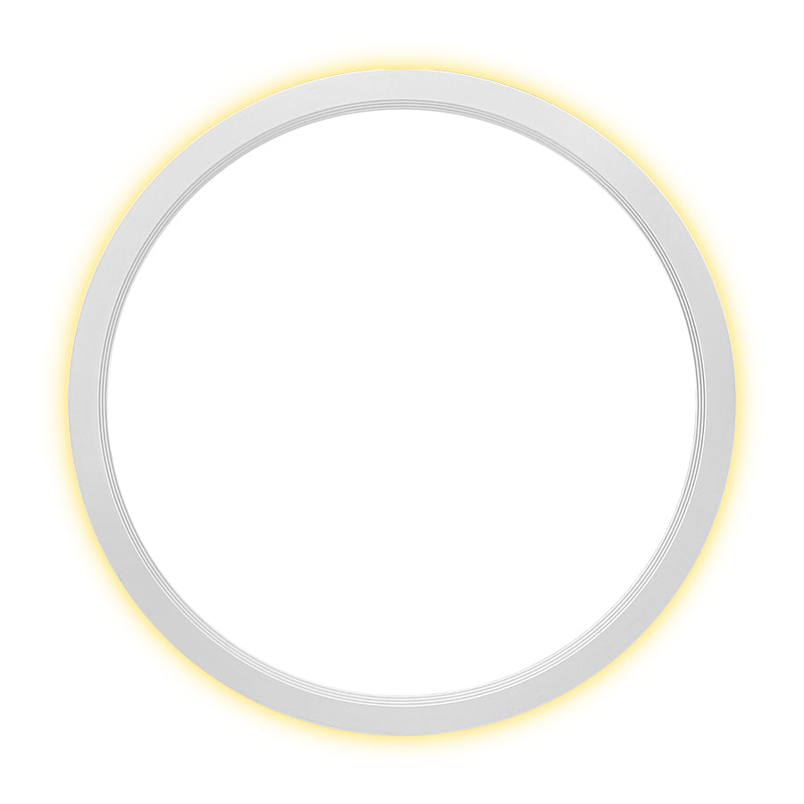 Round LED flush mount ceiling light white background warm glow