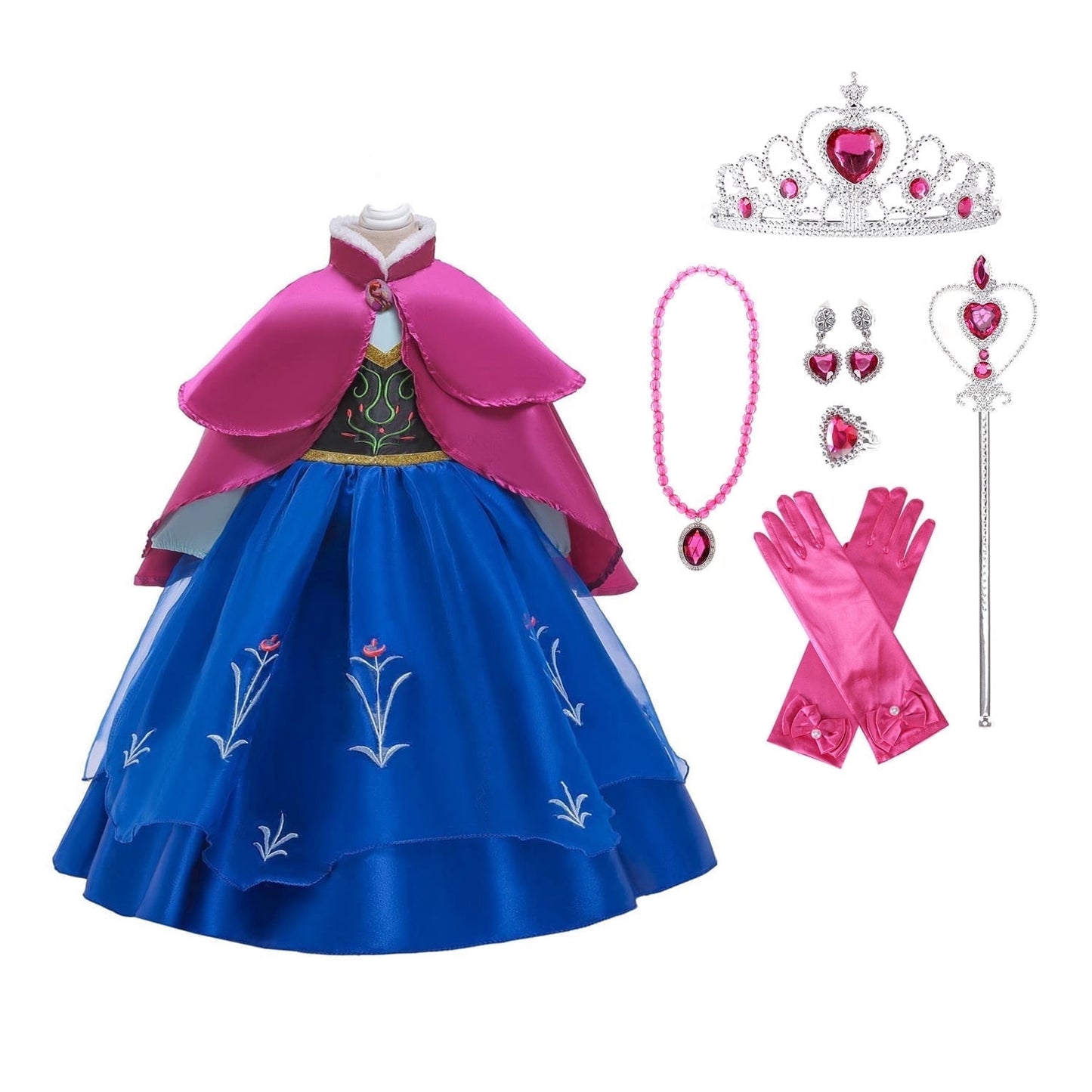 KAWELL Halloween Princess Costume Girls Dress with Cape Birthday Cosplay Dress up