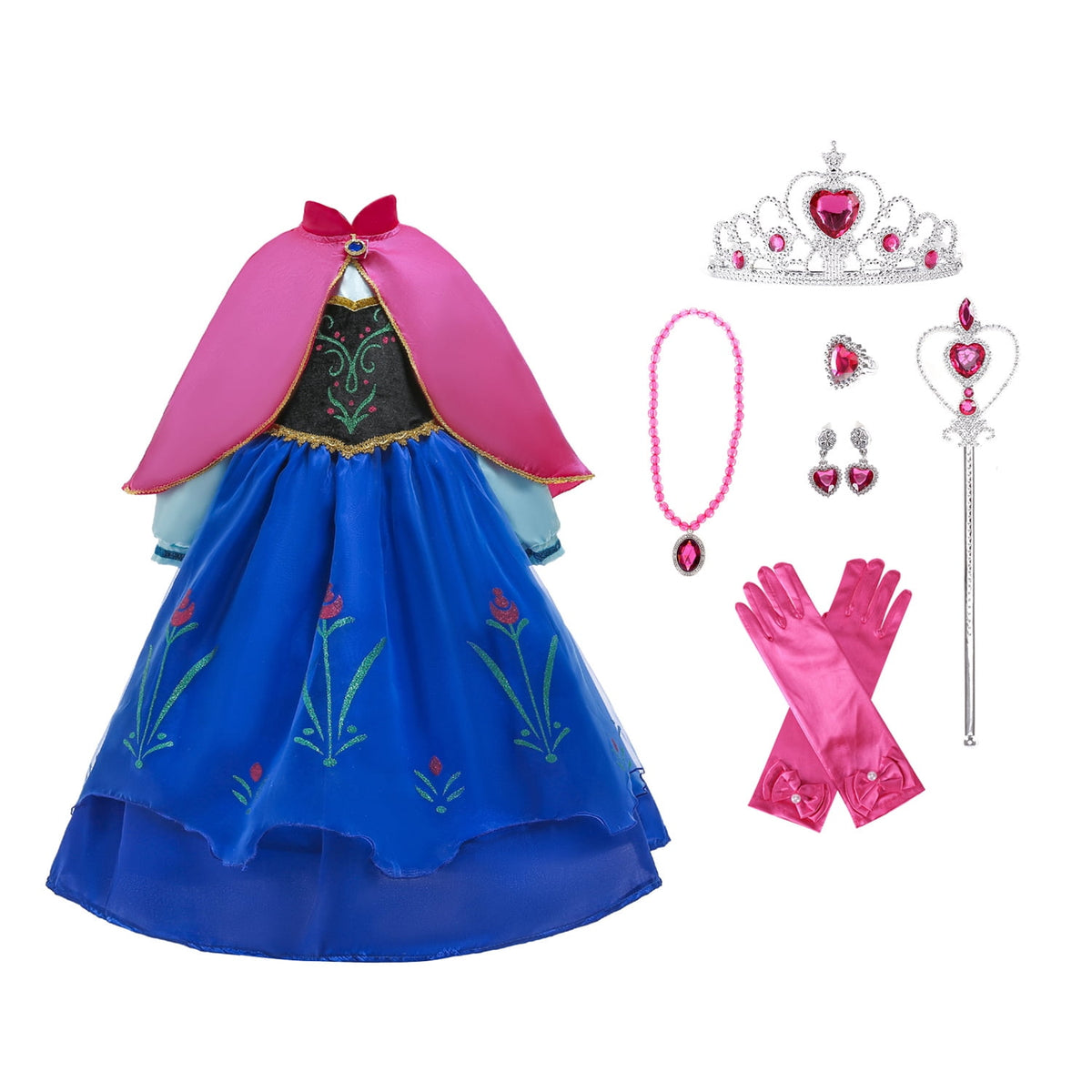 KAWELL Halloween Princess Costume Girls Dress with Cape Birthday Cosplay Dress up