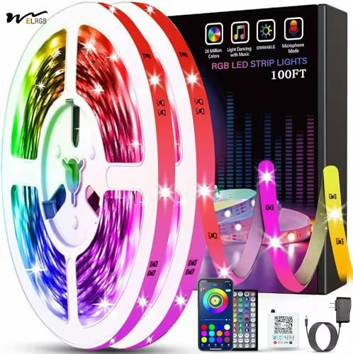 RGB LED Strip Lights 100ft Music Sync