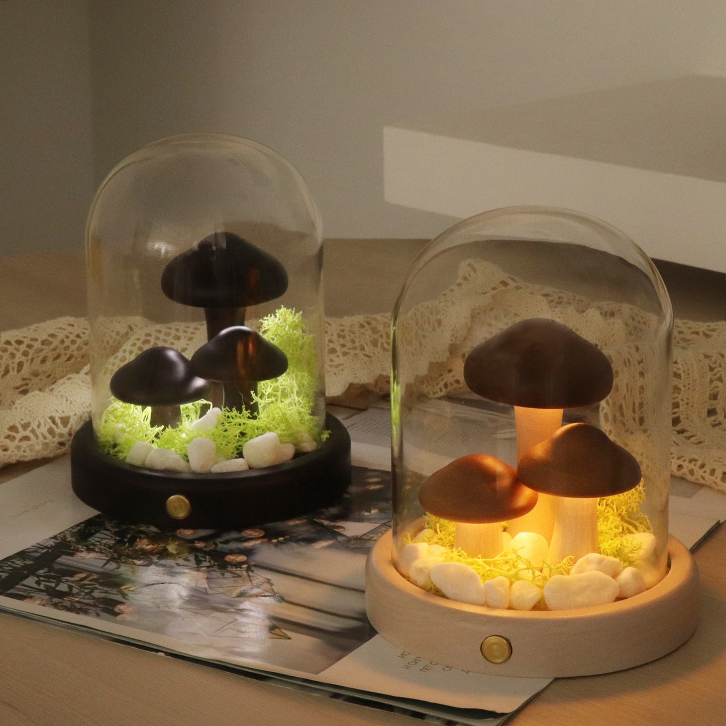 KAWELL Mushroom Lamp bedside nightstand lifestyle shot