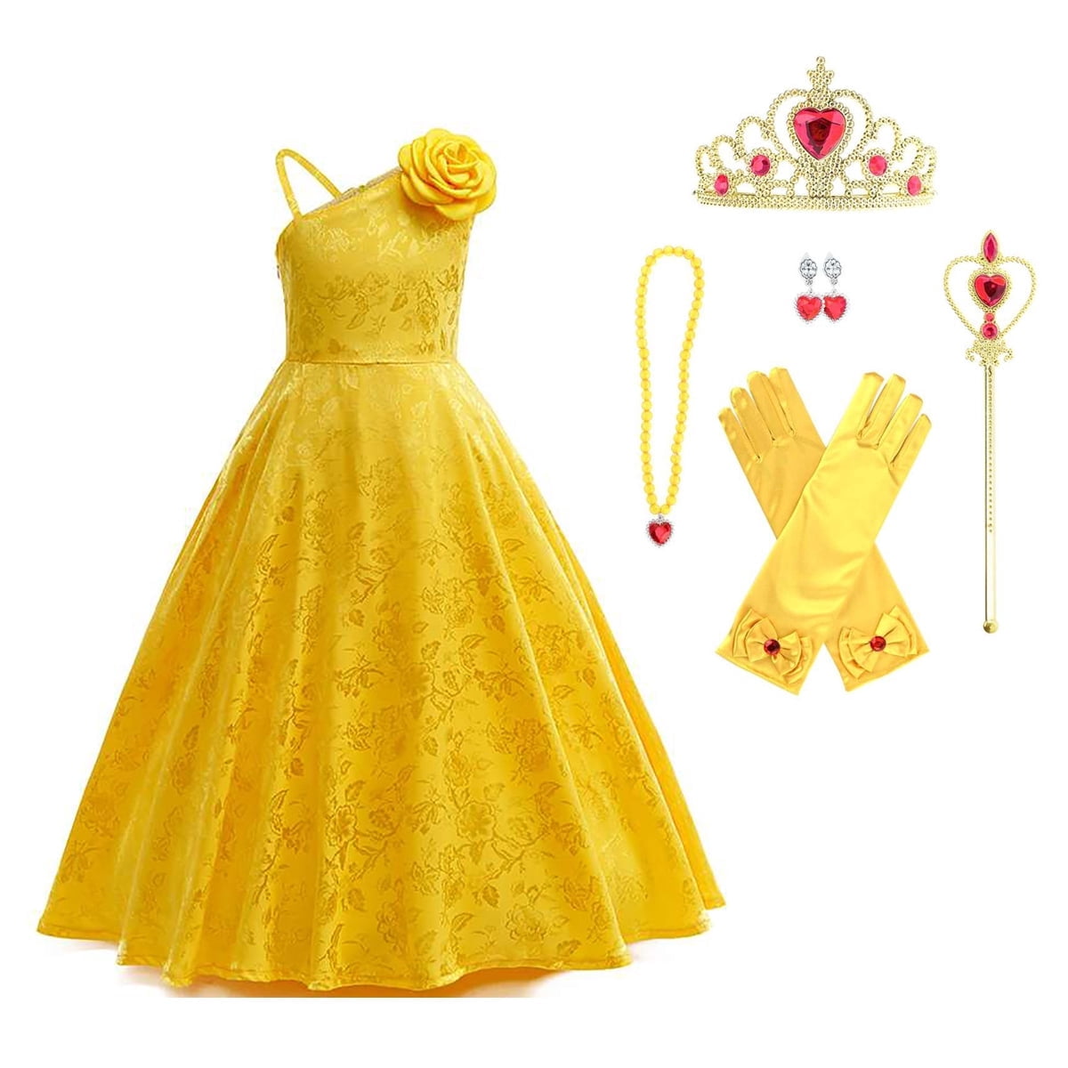 Judy Costume Dress Set Evening Gown Yellow Dress for Birthday Party Suitable 3-12Y