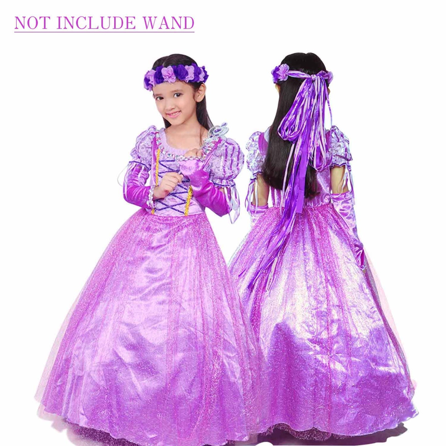 KAWELL 7/8 Princess Dress Costume Deluxe Party Christmas Fancy Dress Up for Girls