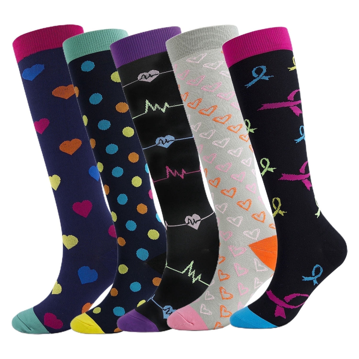 KAWELL Compression Socks for Women and Men, 15-20 mmHg Support Knee High Socks for Running,Nursing,Athletic