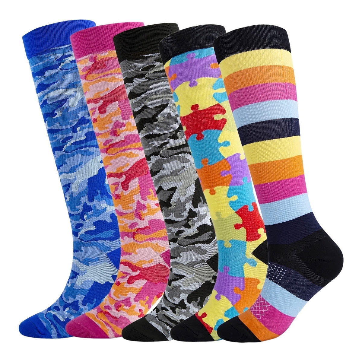 KAWELL Compression Socks for Women and Men, 15-20 mmHg Support Knee High Socks for Running,Nursing,Athletic