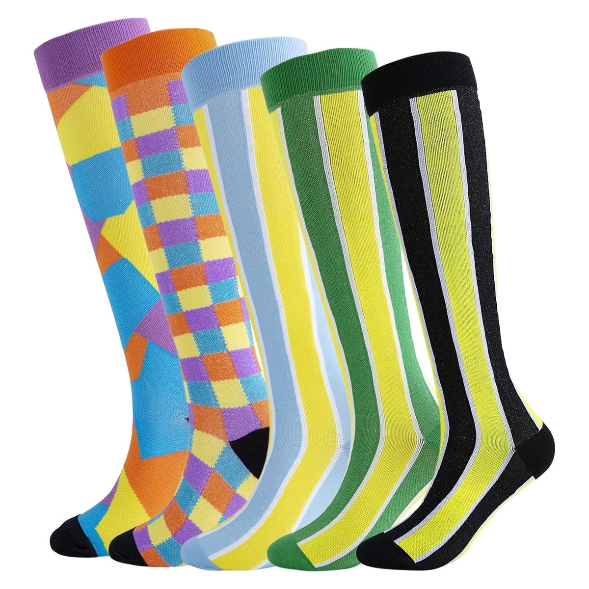 KAWELL Compression Socks for Women and Men, 15-20 mmHg Support Knee High Socks for Running,Nursing,Athletic
