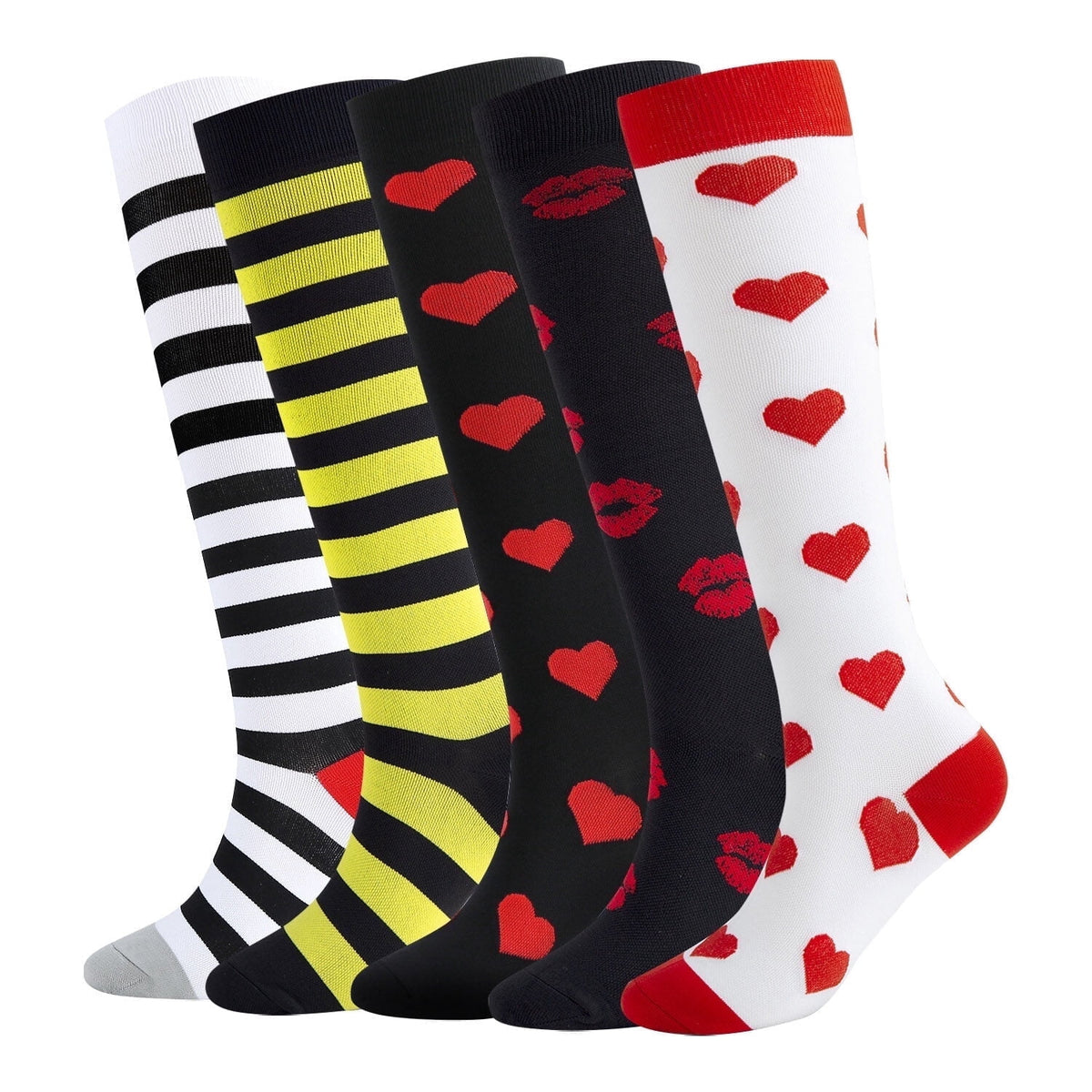 KAWELL Compression Socks for Women and Men, 15-20 mmHg Support Knee High Socks for Running,Nursing,Athletic